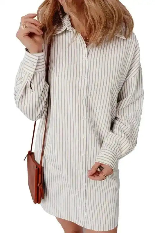 Mini Dresses Striped Mini Shirt Dress