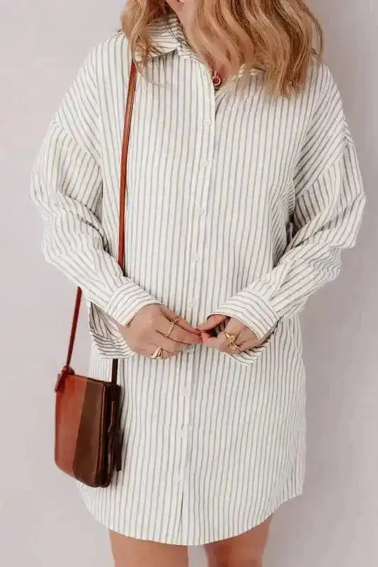 Mini Dresses Striped Mini Shirt Dress