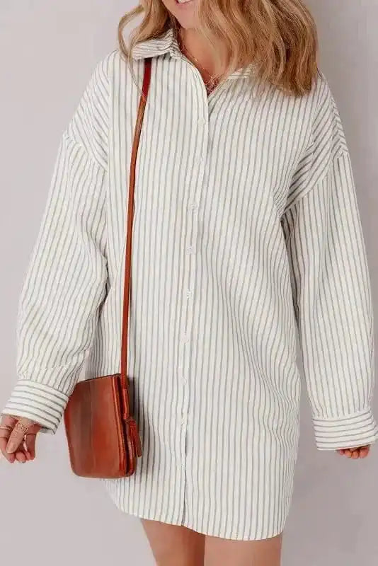 Mini Dresses Striped Mini Shirt Dress
