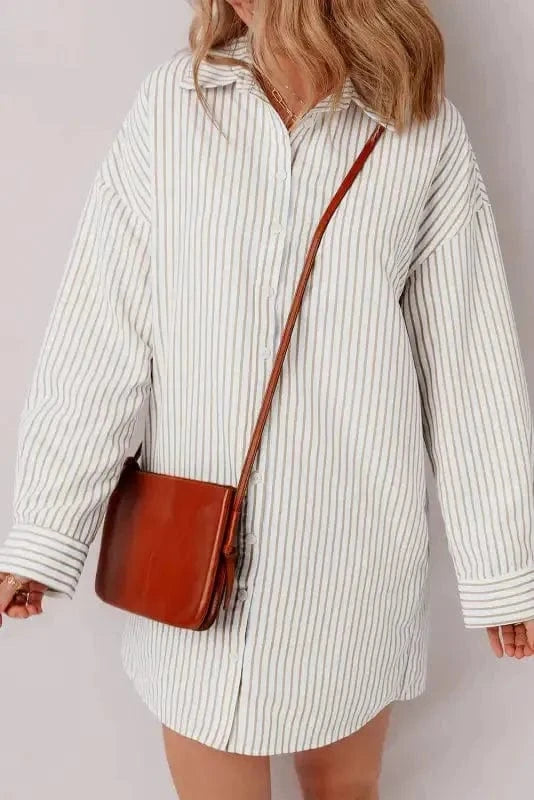 Mini Dresses Striped Mini Shirt Dress