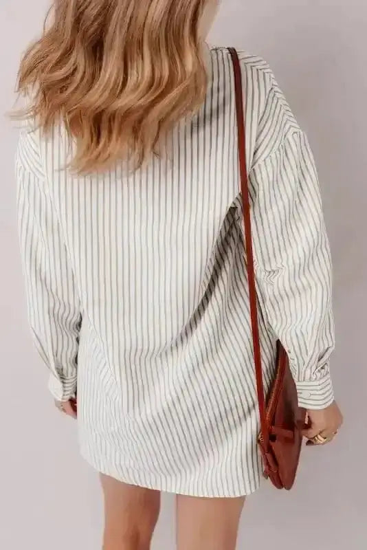 Mini Dresses Striped Mini Shirt Dress