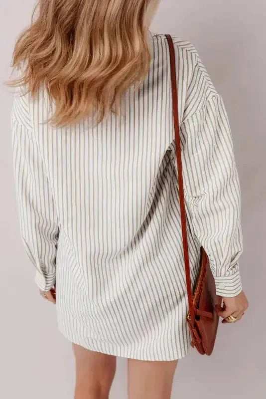 Mini Dresses Striped Mini Shirt Dress