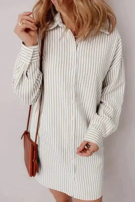 Mini Dresses Striped Mini Shirt Dress