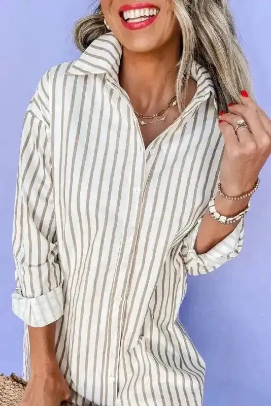 Mini Dresses Striped Mini Shirt Dress