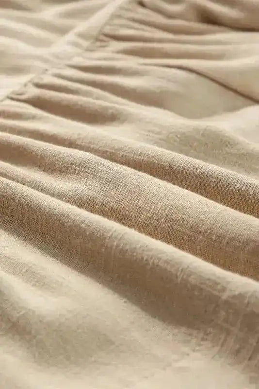 Mini Dresses Tan Chic Puff-Sleeve Pleated Mini Dress