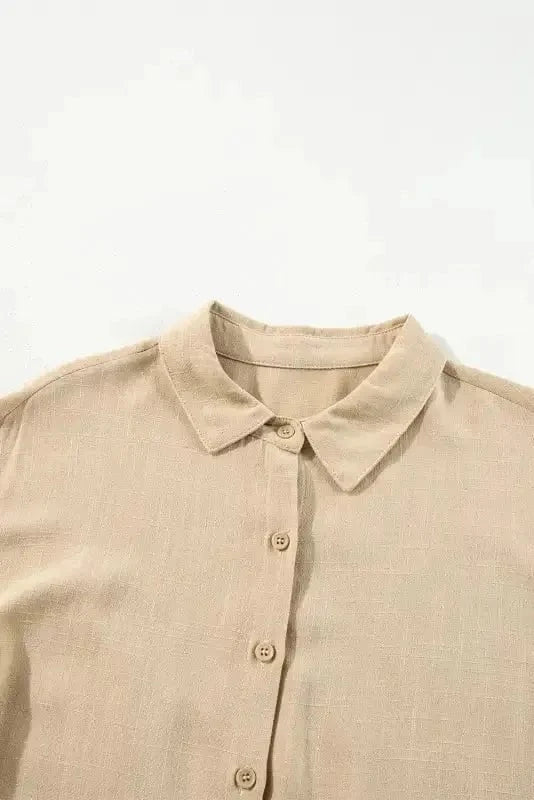 Mini Dresses Tan Chic Puff-Sleeve Pleated Mini Dress