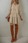 Mini Dresses Tan Chic Puff-Sleeve Pleated Mini Dress