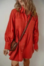 Mini Dresses Tomato Red / S / 85%Cotton+15%Linen Scarlet Pleat Perfection Mini Dress