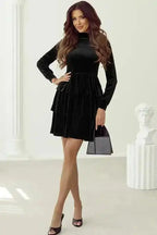 Mini Dresses Velvet Cascade Cocktail Dress