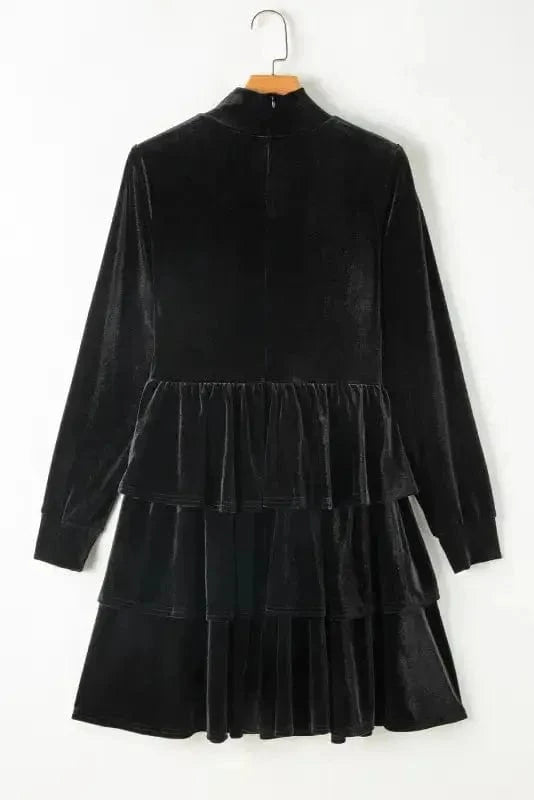 Mini Dresses Velvet Cascade Cocktail Dress
