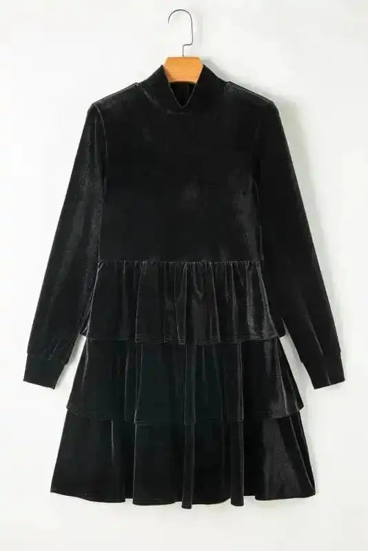 Mini Dresses Velvet Cascade Cocktail Dress