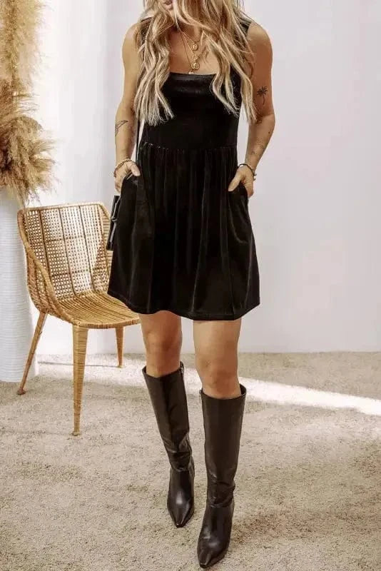 Mini Dresses Velvet Twilight Sleeveless Dress