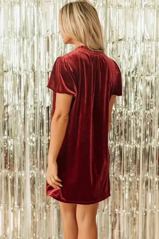 Mini Dresses Velvet Vogue Puff Mini Dress