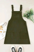 Mini Dresses Vineyard Green Corduroy Overall Dress