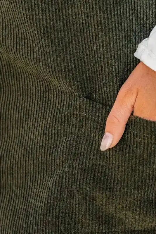 Mini Dresses Vineyard Green Corduroy Overall Dress