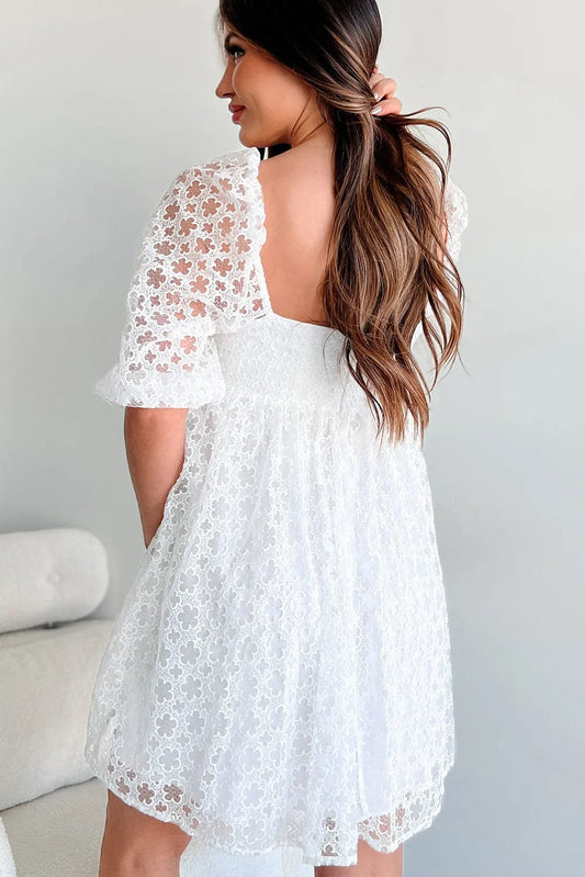 Mini Dresses White Lace Empire Mini Dress