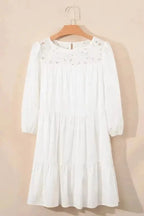 Mini Dresses White / S / 50%Cotton+50%Lyocell Floral Lace Fantasy Mini Dress