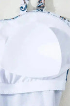 One Piece Swimsuit Azure Bloom One-Piece Swimsuit – Floral Ruffle Strap Swimwear