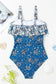 One Piece Swimsuit Azure Bloom One-Piece Swimsuit – Floral Ruffle Strap Swimwear