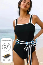One Piece Swimsuit Belted One-Piece Swimsuit