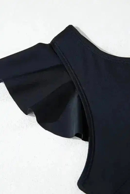 One Piece Swimsuit Black Asymmetric One-Piece Swimsuit