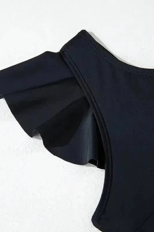 One Piece Swimsuit Black Asymmetric One-Piece Swimsuit