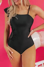 One Piece Swimsuit Black Asymmetric One-Piece Swimsuit