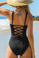 One Piece Swimsuit Black CrissCross Chic Swimsuit