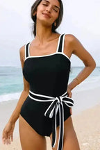 One Piece Swimsuit Black / S / 82%Polyamide+18%Elastane Belted One-Piece Swimsuit