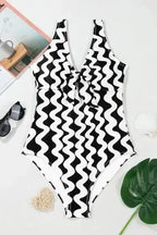 One Piece Swimsuit Black Stripe One Piece Swimsuit - Low Back Cut
