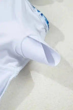 One Piece Swimsuit Blue Chic Ruffled One-Piece Swimsuit