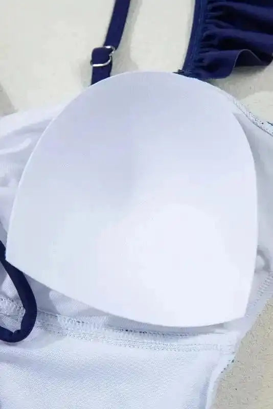 One Piece Swimsuit Blue Chic Ruffled One-Piece Swimsuit