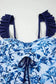 One Piece Swimsuit Blue Chic Ruffled One-Piece Swimsuit