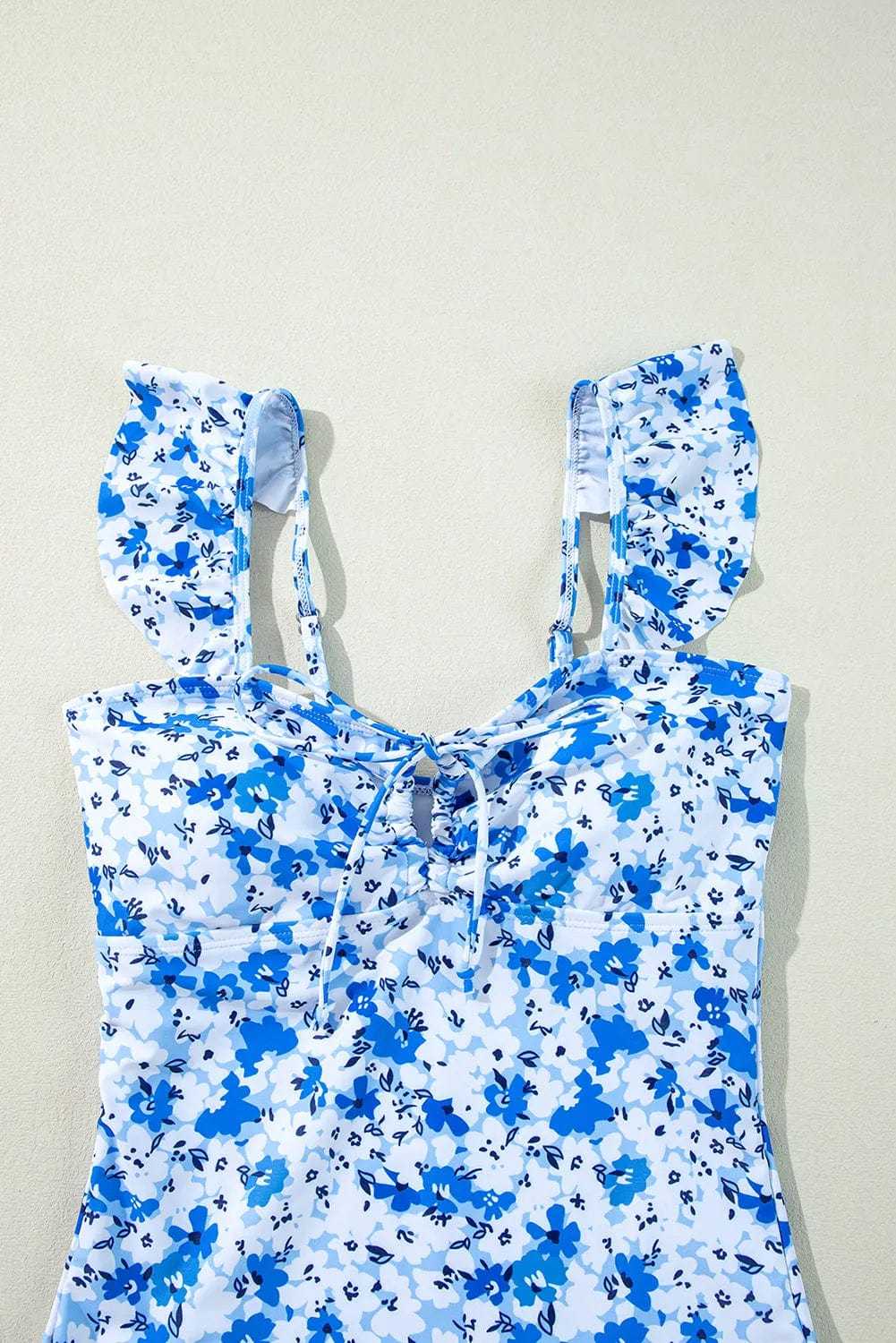 One Piece Swimsuit Boho Floral One-Piece Swimsuit - Ruffled Straps