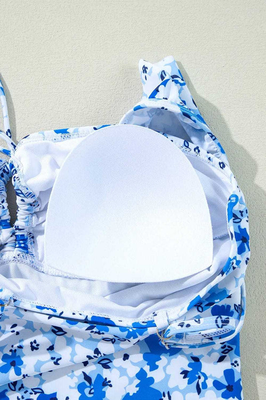 One Piece Swimsuit Boho Floral One-Piece Swimsuit - Ruffled Straps