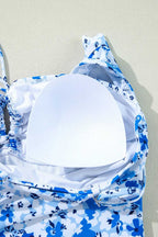 One Piece Swimsuit Boho Floral One-Piece Swimsuit - Ruffled Straps