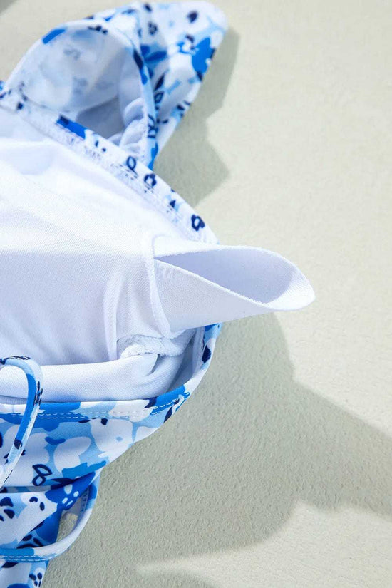 One Piece Swimsuit Boho Floral One-Piece Swimsuit - Ruffled Straps