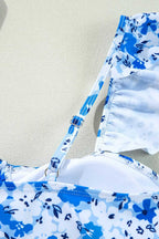 One Piece Swimsuit Boho Floral One-Piece Swimsuit - Ruffled Straps