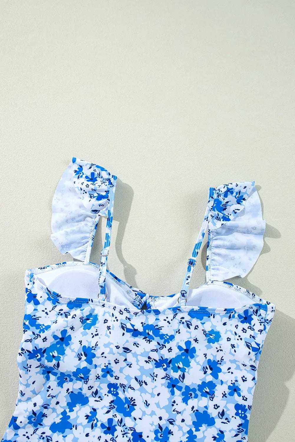 One Piece Swimsuit Boho Floral One-Piece Swimsuit - Ruffled Straps