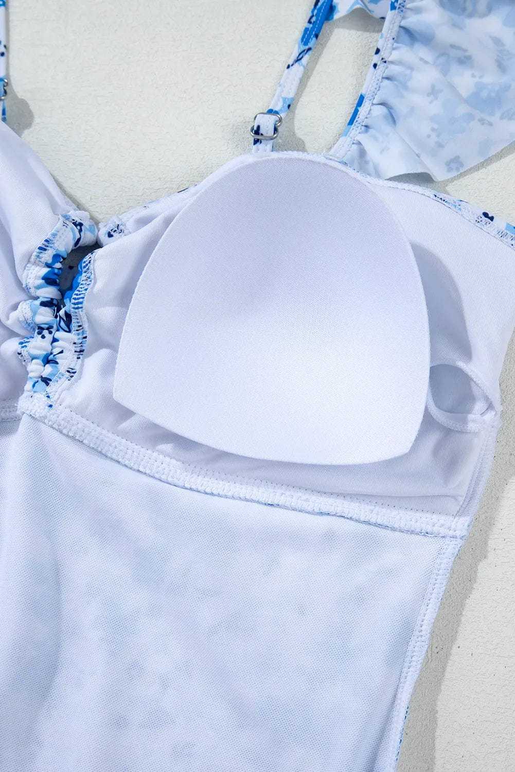 One Piece Swimsuit Boho Floral One-Piece Swimsuit - Ruffled Straps