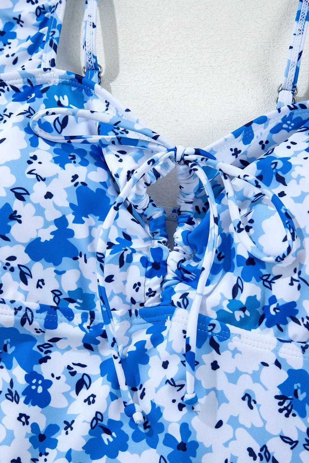 One Piece Swimsuit Boho Floral One-Piece Swimsuit - Ruffled Straps