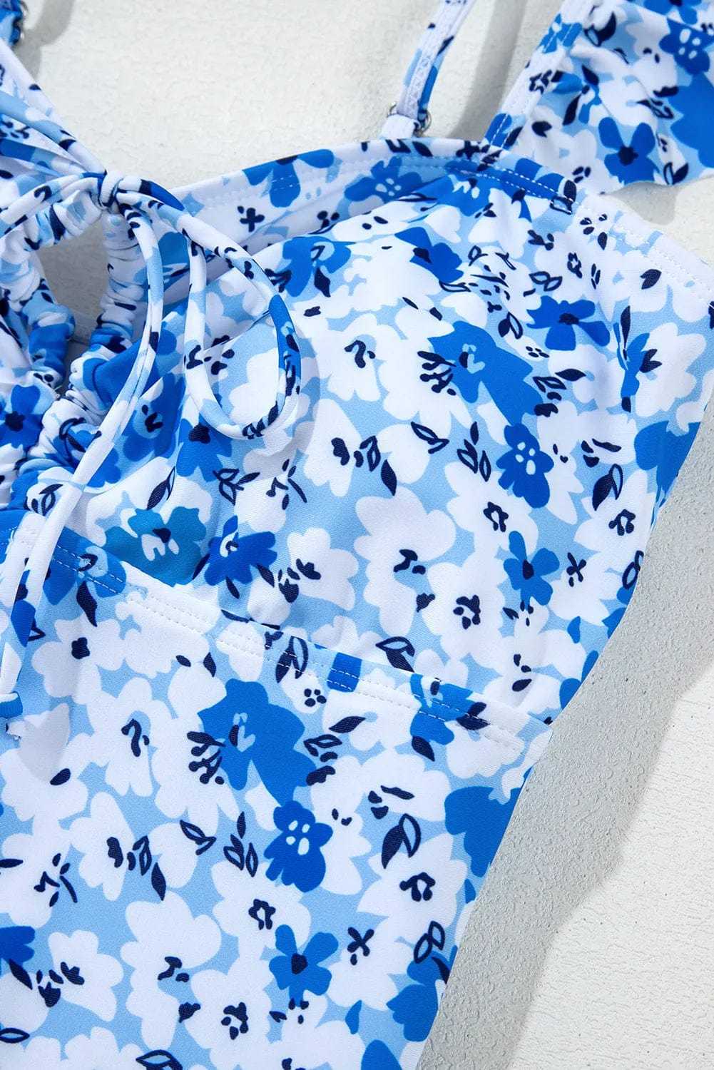 One Piece Swimsuit Boho Floral One-Piece Swimsuit - Ruffled Straps