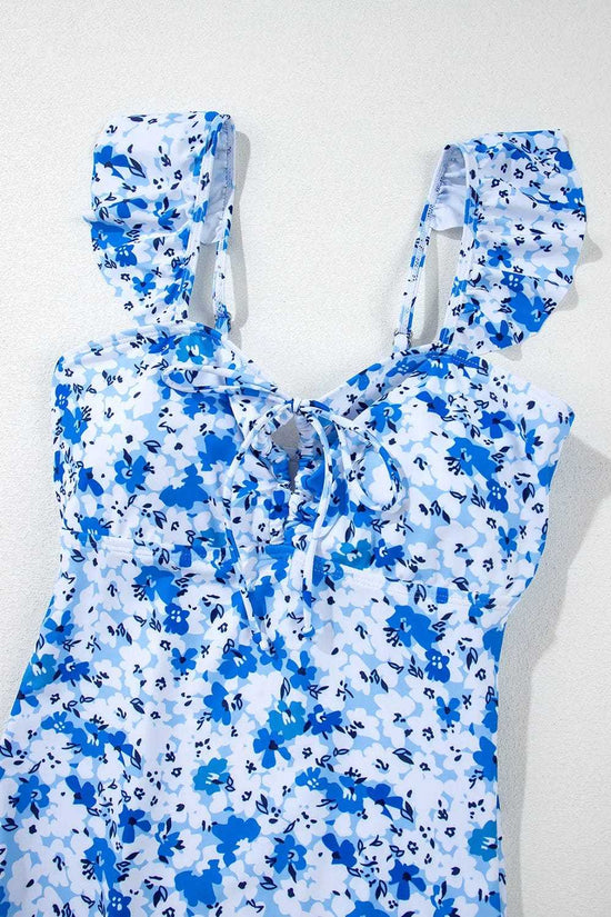 One Piece Swimsuit Boho Floral One-Piece Swimsuit - Ruffled Straps