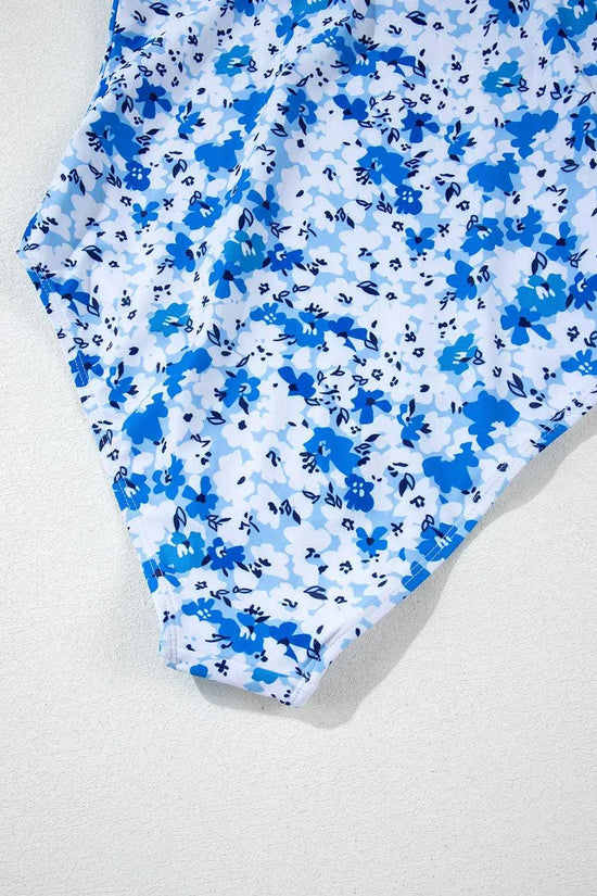 One Piece Swimsuit Boho Floral One-Piece Swimsuit - Ruffled Straps