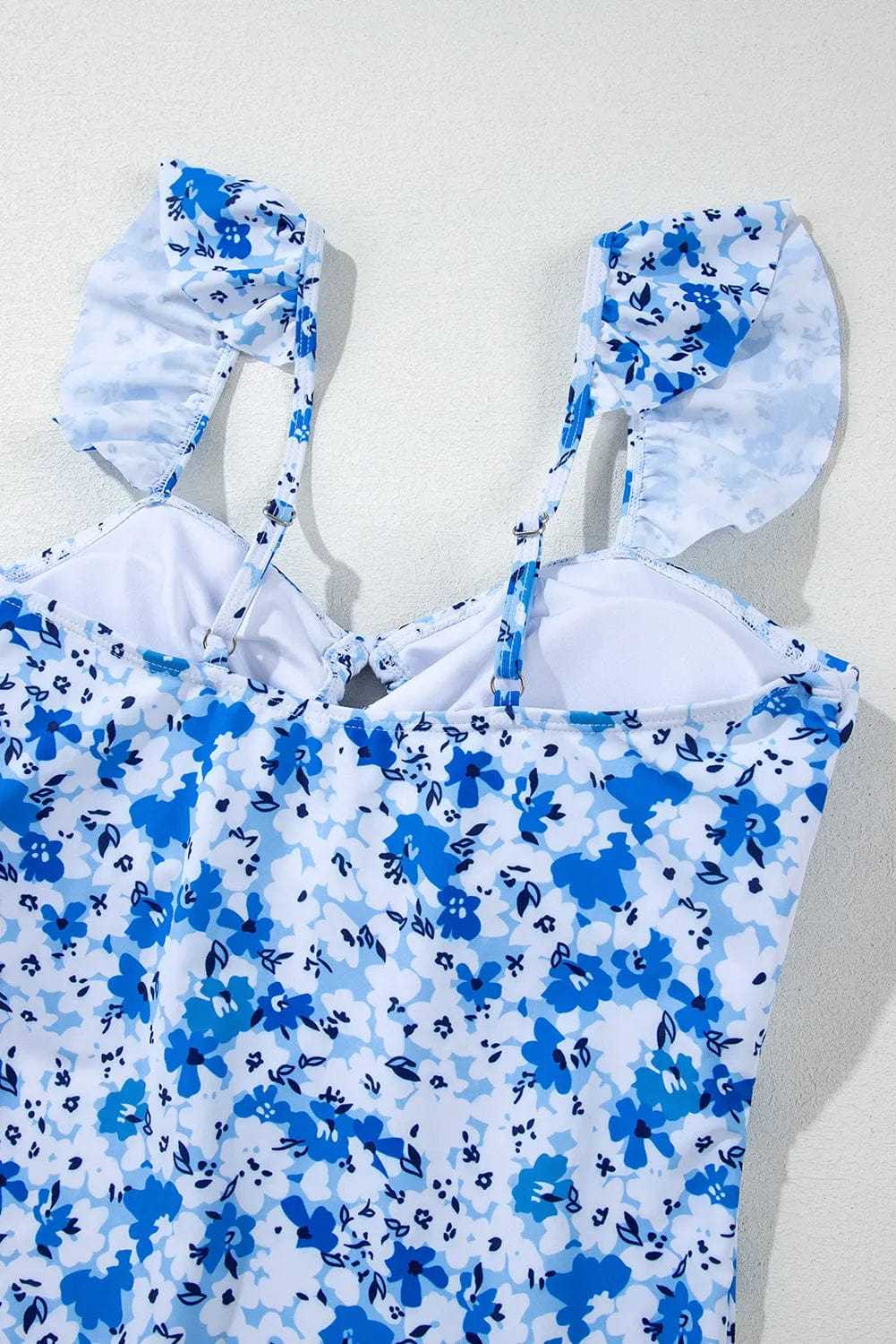 One Piece Swimsuit Boho Floral One-Piece Swimsuit - Ruffled Straps