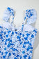 One Piece Swimsuit Boho Floral One-Piece Swimsuit - Ruffled Straps