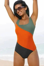 One Piece Swimsuit Color Splash Swimsuit