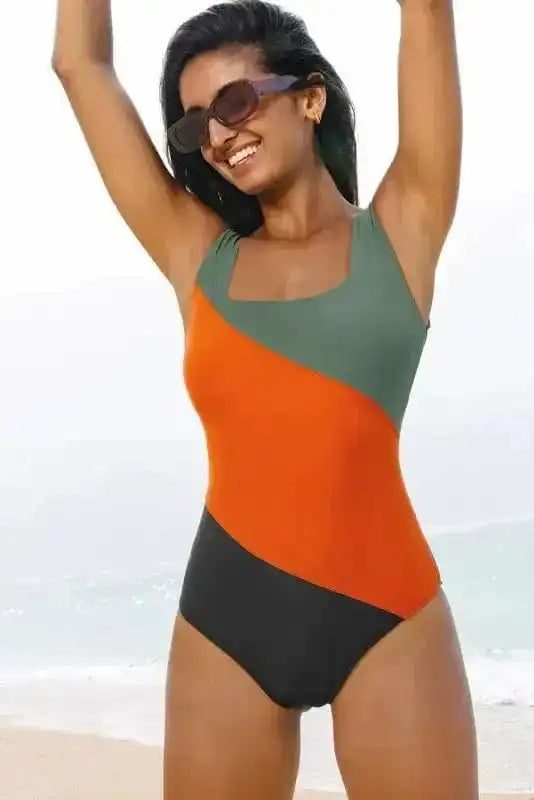 One Piece Swimsuit Color Splash Swimsuit