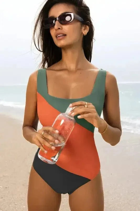 One Piece Swimsuit Color Splash Swimsuit