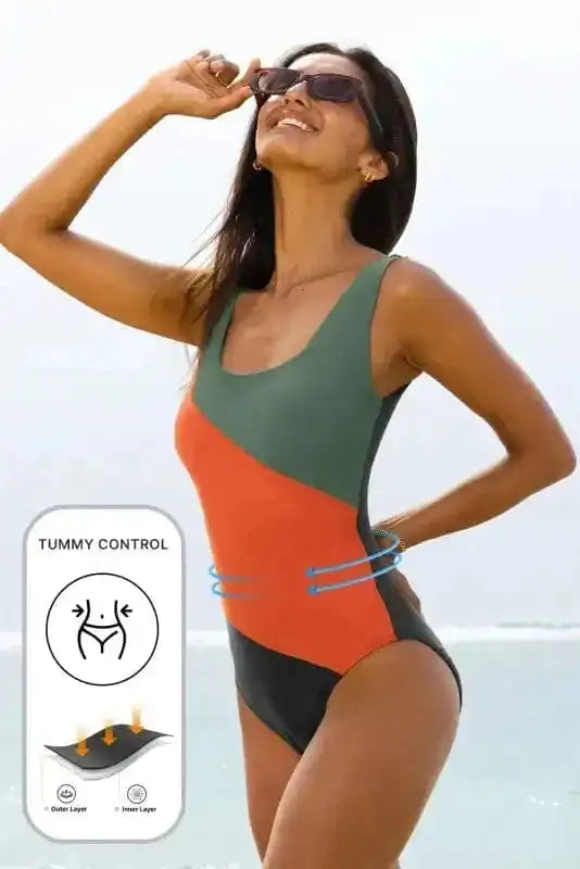 One Piece Swimsuit Color Splash Swimsuit